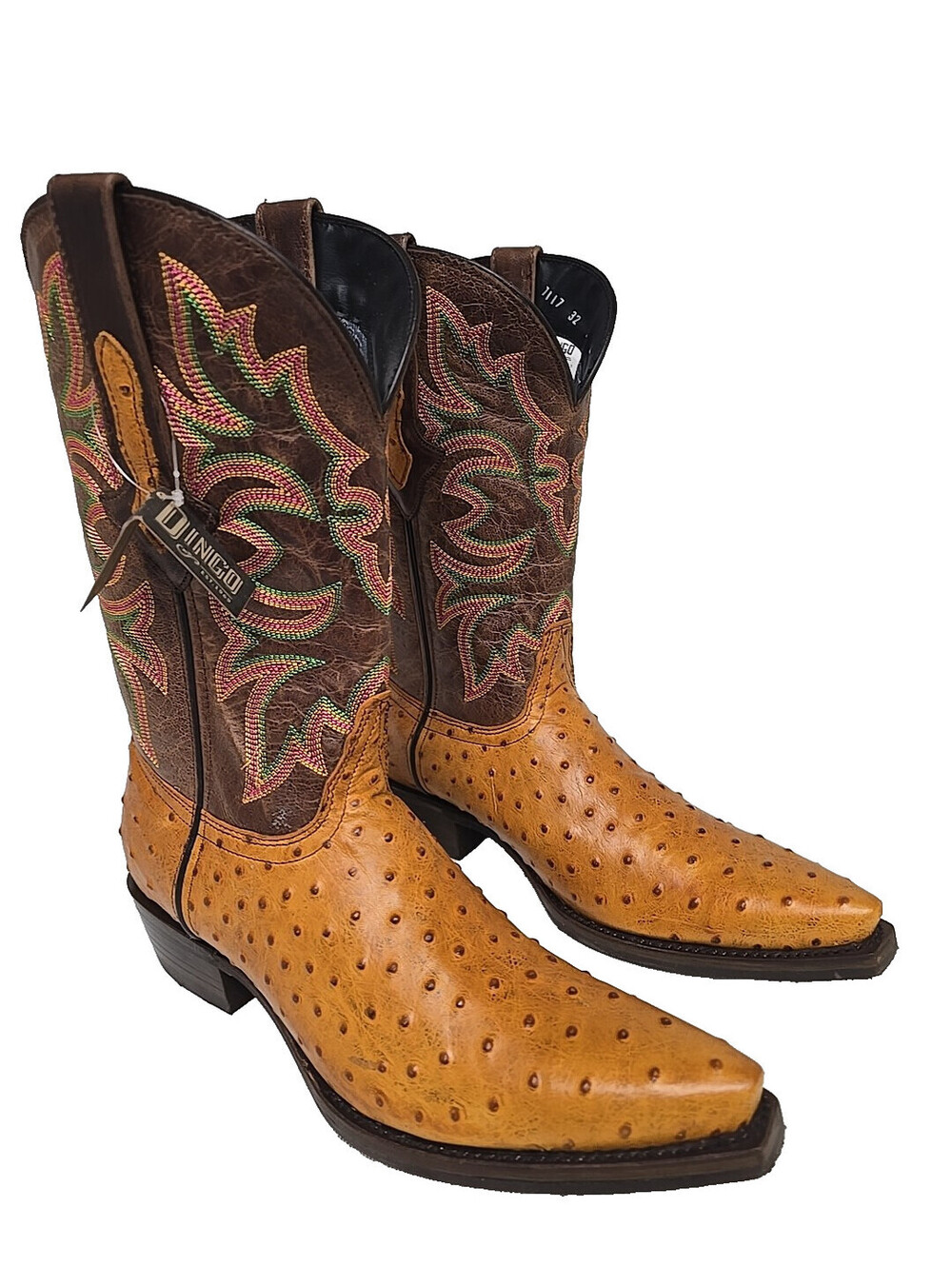 Dingo Men's DI 115 Outlaw Embroidered Ostrich Print Western Boot Tan 10.5D